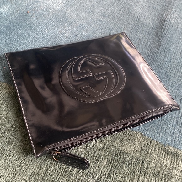 GUCCI unisex Pouchette: Limited edition Tom Ford era : black polished leather - Picture 3 of 17